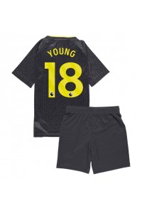 Everton Ashley Young #18 Jalkapallovaatteet Lasten Vieraspeliasu 2024-25 Lyhythihainen (+ Lyhyet housut)